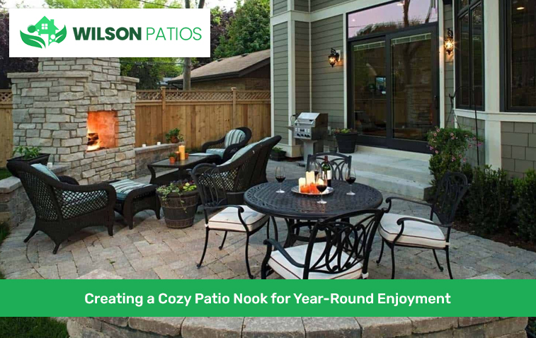 Patio with comfortable seating arrangements, creating a cozy and inviting outdoor space