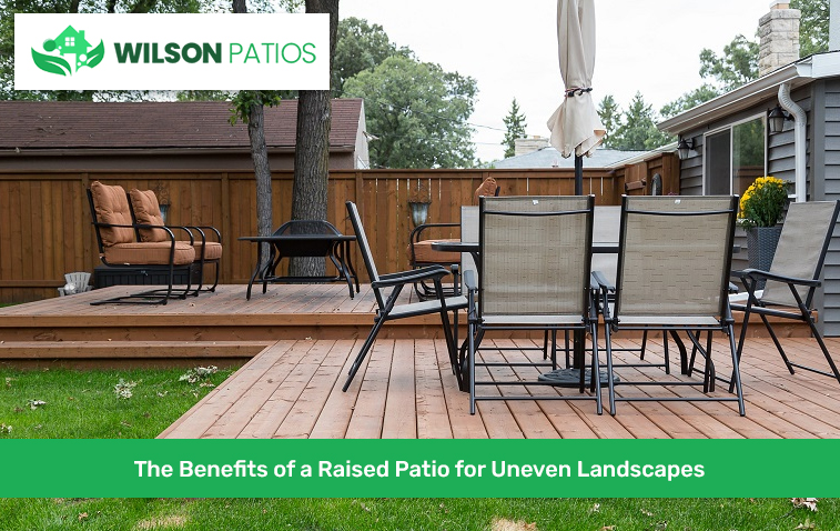 Raised patio on uneven landscape 