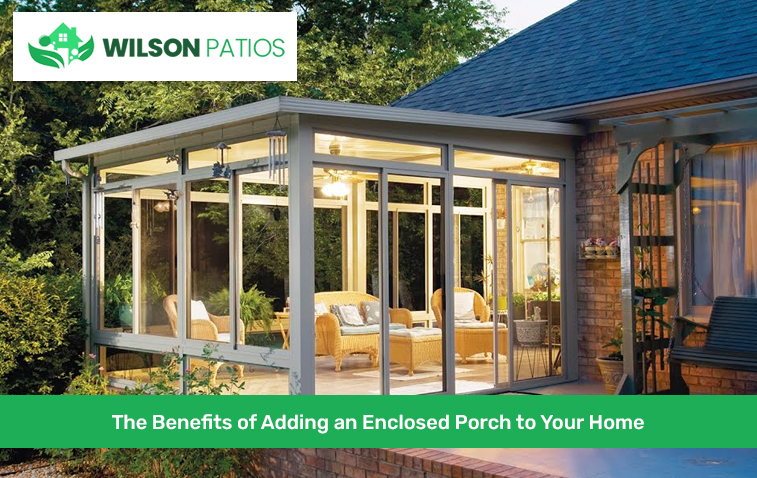 Enclosed porch offering protection from weather elements